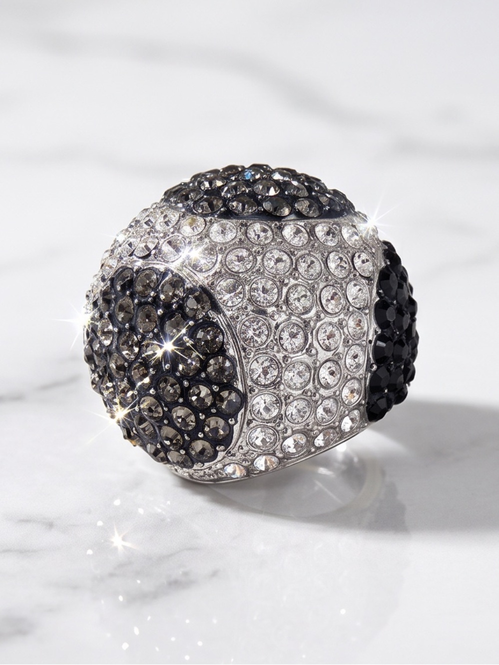 Art Deco Big & Bold Cocktail Dome Ring Black & White CZ’s Size 6 - 7